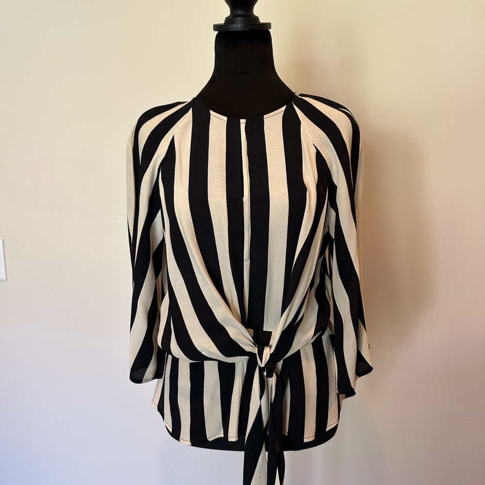 Topshop Black and White Striped Blouse - Picture 4 of 8